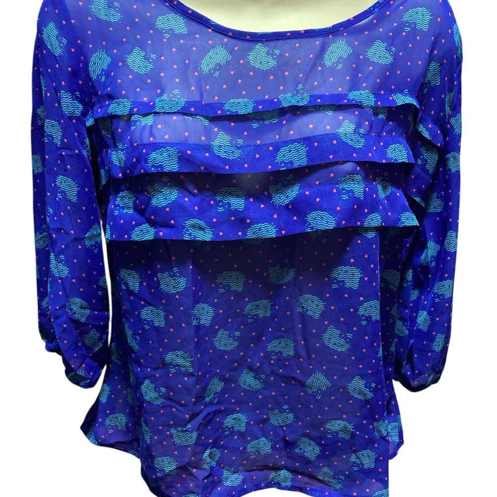 Blue Hello Kitty Patterned Women's Top